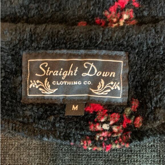 Straight Down Clothing Inc Mandarin Collar Black Fluffy Floral Jacket - Medium - Picture 8 of 10